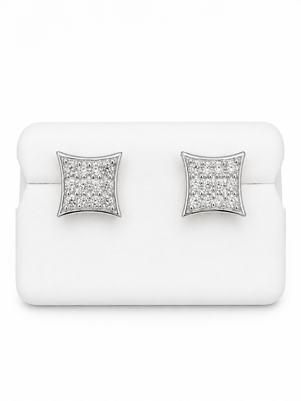 Moissanite Pavé Square Screwback Stud Earrings – 0.75 CTW